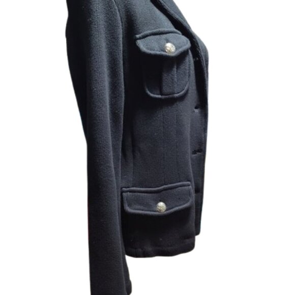 Lauren by Ralph Lauren Cardigan Sweater Blazer Navy Blue Black Collar W/ Size S - Picture 2 of 13